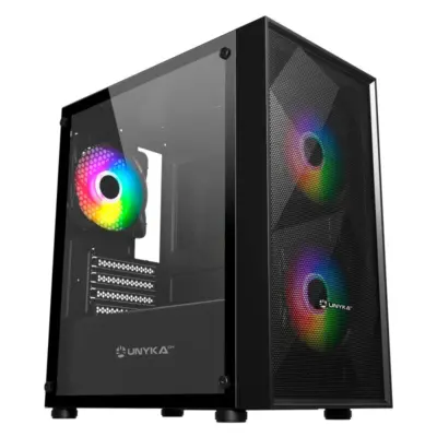 Caixa PC UNYKAch Mir B200 Vidro Temperado USB 3.2 Preta