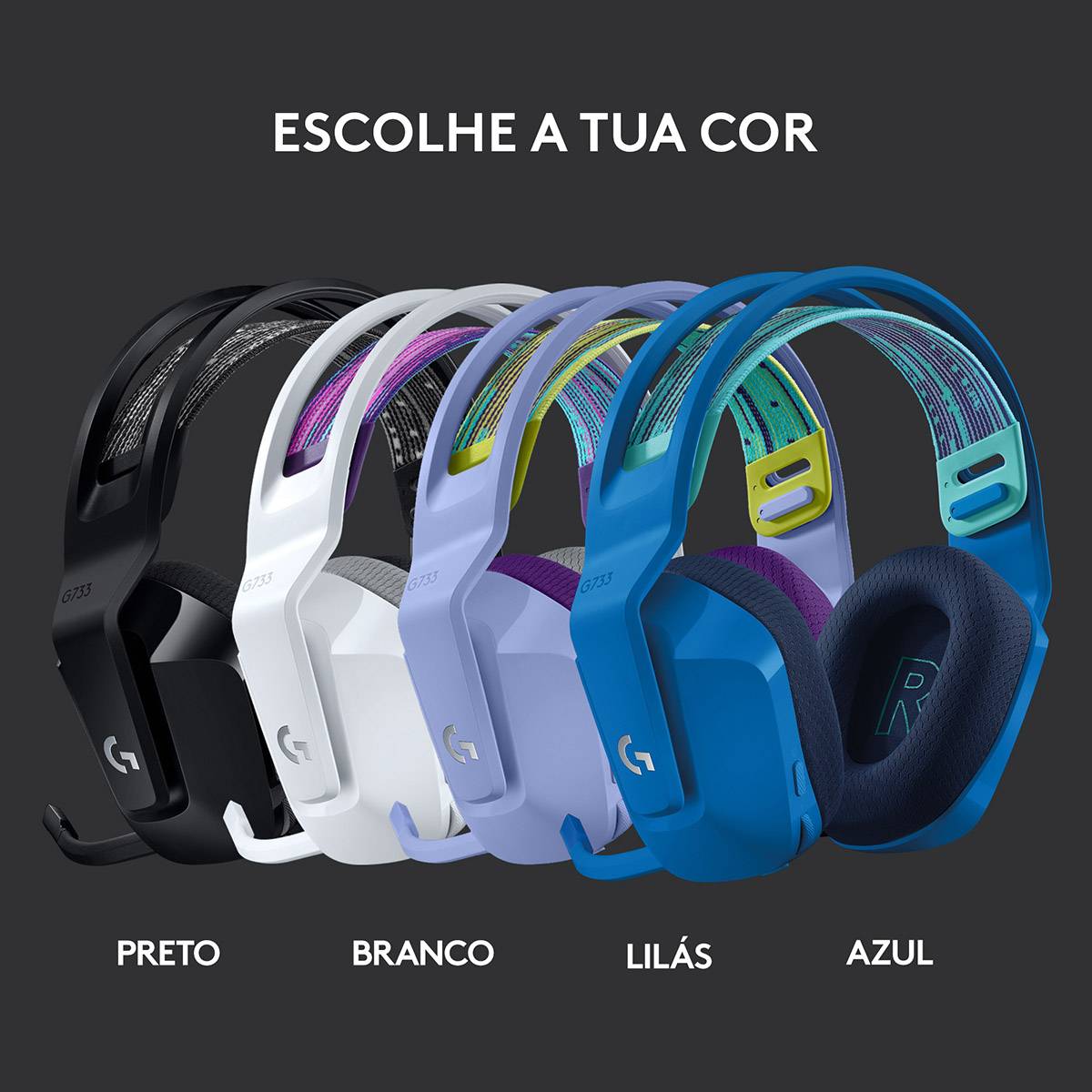 Headset Logitech G733 Lightspeed Wireless RGB Gaming Preto - Image 7