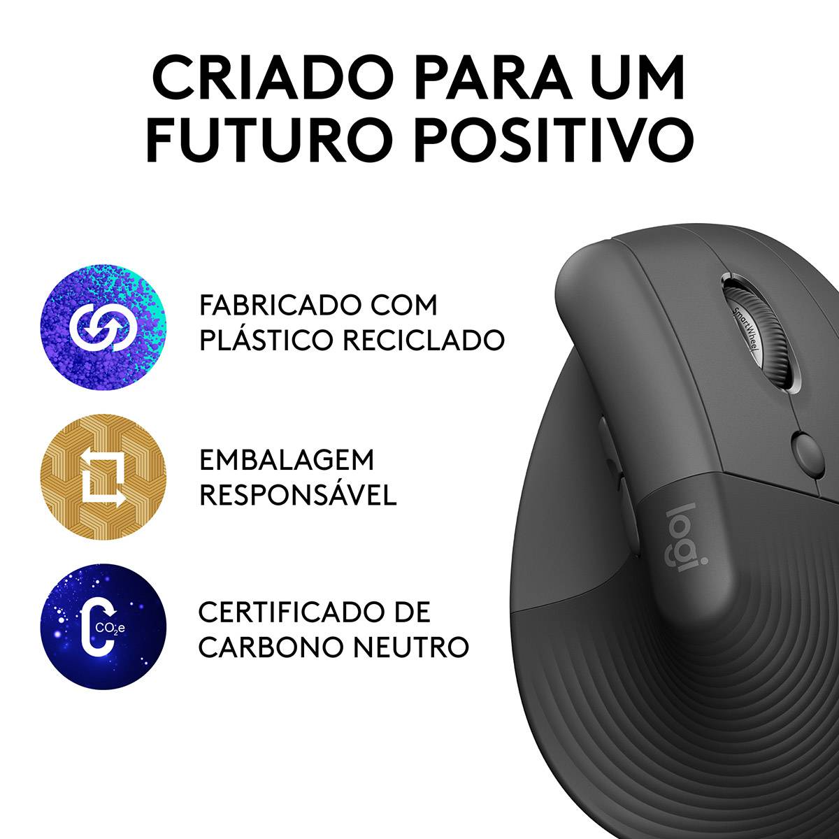 Rato Laser Logitech Lift Vertical Ergonomic Wireless/Bluetooth 4000DPI Graphite - Image 5