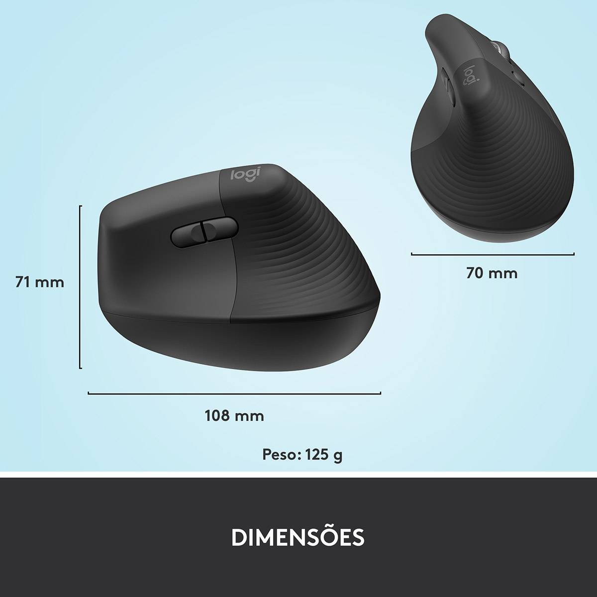 Rato Laser Logitech Lift Vertical Ergonomic Wireless/Bluetooth 4000DPI Graphite - Image 9