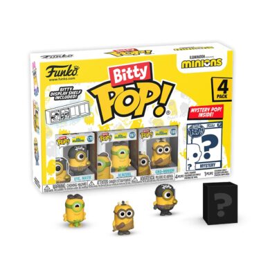 Funko Bitty Pop!: Minions Mini Collectible Toys 4-Pack - Eye, Matie, Cro-Minion, Au Naturel, & Mystery Chase Figure