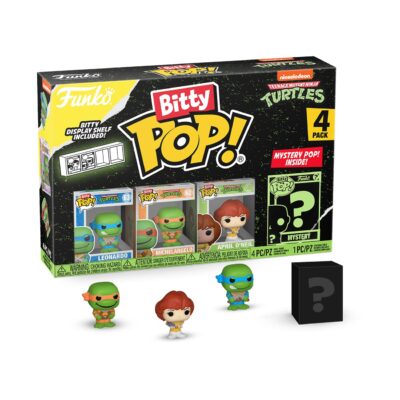 Funko Bitty Pop! Teenage Mutant Ninja Turtles Mini Collectible Toys 4-Pack - Leonardo, Michelangelo, April O'Neil & Mystery Chas