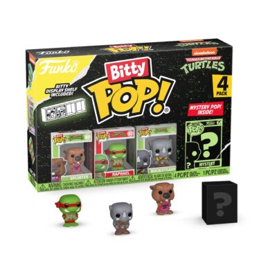 Funko Bitty Pop! Teenage Mutant Ninja Turtles Mini Collectible Toys 4-Pack - Splinter, Raphael, Rocksteady & Mystery Chase Figur