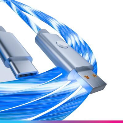 Oniverse - Led Fast Charging Cable : Usb-A  Usb-C 2 Metros - Branco
