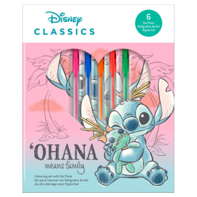 Pack Caderno Disney Stitch Ohana + 6 Canetas de Gel