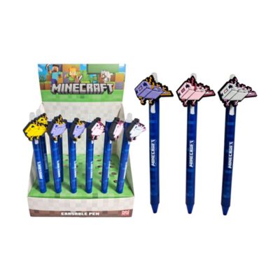 Caneta Apagável com Topo de Silicone - Minecraft (Sortido)