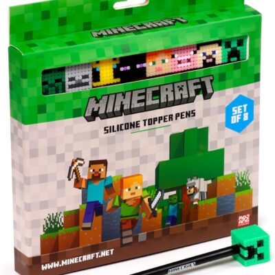 Caneta de Ponta Fina Minecraft com Topo de Silicone (Pack de 8)