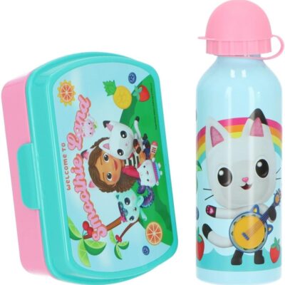Garrafa Aluminio 500ml + Lancheira - Gabby's Dollhouse