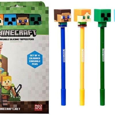 Caneta Apagável Minecraft com Topo de Silicone(Pack de 4)