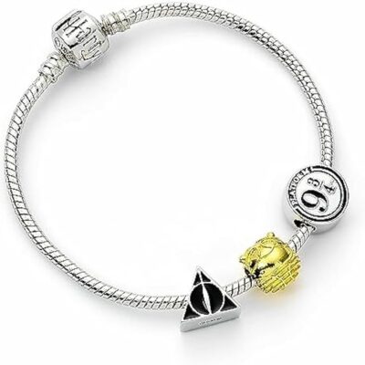 Pulseira com Charms - Harry Potter: Prateada com 3 Contas