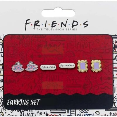Conjunto de Brincos Stud (3) - FRIENDS: Moldura, Chávena de Café e Logótipo
