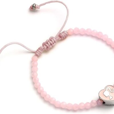 Pulseira de Amizade - Barbie: Contas Rosa com Conta em Forma de Coração