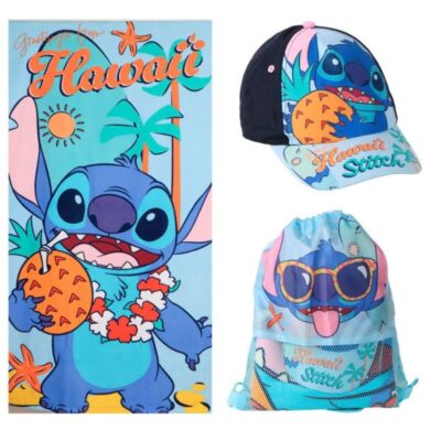 Conjunto Toalha + Saco + Boné - Disney: Stitch