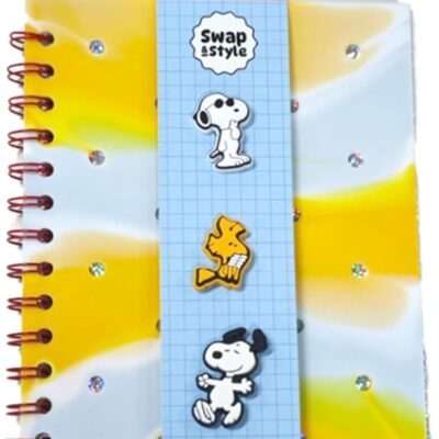 Caderno A5 em Silicone com Adornos: Peanuts - Snoopy & Woodstock