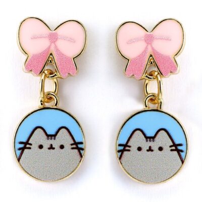 Brincos Pusheen the Cat - Laços Rosa