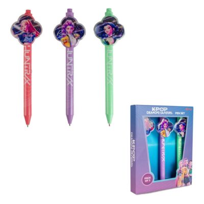Conjunto de 3 Canetas com Clip Acrílico K-Pop Demon Hunters