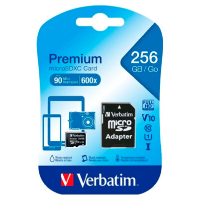 VERBATIM MICRO SDXC PREMIUM 256GB UHS-1 CLASS 10 C/ADAPTADOR