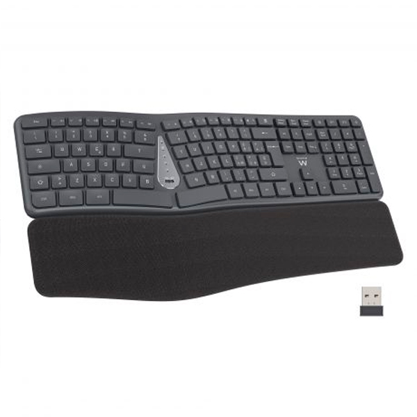 EWENT TECLADO WIRELESS & BLUETOOTH ERGONOMICO RECARREGAVEL